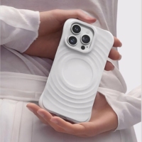 Coque arrière de protection antichoc ultra-fine en TPU magnétique de luxe avec motif vague 3D en relief pour 16 Promax 16 Plus 15 14 13