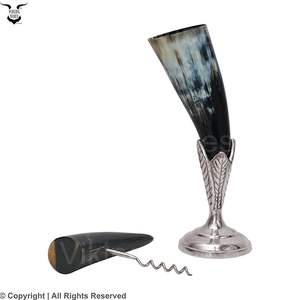 Mug en corne à boire, idéal pour le vin blanc ou rouge, verre à whisky, 250 300 ml, 1 verre à vin, 1 ouvre-bouteille à vin - Product Image 4