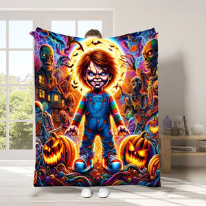 2025 New Số Lượng Lớn Bán Buôn 3D Halloween Movie Nhân Vật Bí Ngô Chăn Thấp Moq Tùy Chỉnh Chất Lượng Cao Lông Cừu Flannel Chăn - Product Image 1