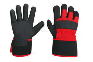 Guantes de Trabajo de Cuero Vacuno, Guantes de Doble Palma con Refuerzo de Algodón en la Parte Posterior y Diseño de Rayas - Product Image 1