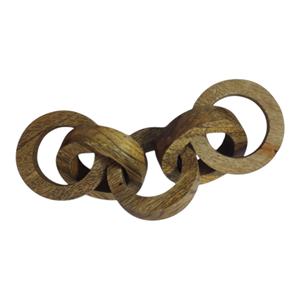 Chaîne en bois de manguier sculptée à la main à 5 maillons de style bohème Accents écologiques pour décoration rustique pour table salon chambre hôtel - Product Image 1