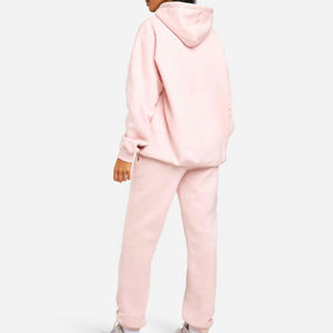Qualité supérieure 100% coton hiver femmes survêtement uni régulier deux pièces à capuche grande taille écologique OEM ODM entretenu - Product Image 3