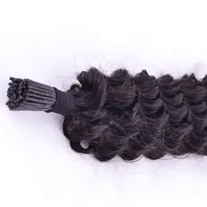 Virgin I-Tip Indian Remy Hair Deep Curly Hair,#2 Dark Brown 16 Inches to 30 Inches Fast Shipping Free Sample Hair Turkish U Tips