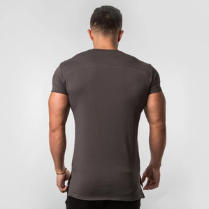 Camiseta de manga corta con ajuste de gimnasio 95% algodón 5% elastancia transpirable moda personalizada cuello redondo gimnasio camisetas con personalización - Product Image 2