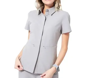 Womens Premium Healthcare Scrub Jacket Lightweight Soft Stretch Fabric Professional Nursing Uniform Full Zip Front <b>Pocket</b> Design - Product Image 5