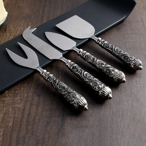Antique Floral Embossed Handle Stainless Steel <b>Cheese</b> <b>Knives</b> <b>Set</b> in Affordable Rate For Kitchen Restaurant Hotel Usage - Product Image 2