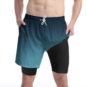 OEM Custom Sublimation Printed Quick Dry Double Layer Swim <b>Shorts</b> GYM Workout Drawstring <b>Shorts</b> For <b>Men</b> <b>Compression</b> <b>Shorts</b> - Product Image 5