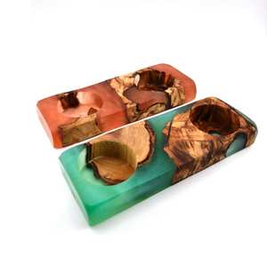 Portavelas Ecológico Hecho a Mano de Resina y Madera, Decoración para el Hogar, para Sala de Estar y Dormitorio - Product Image 1