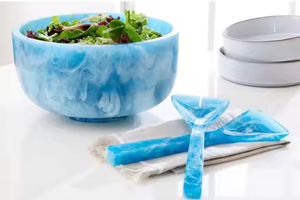 Juego de tazones de madera y ensalada de resina de diseño Vintage de ríos pequeños Acabado de resina epoxi único Técnica personalizada - Product Image 3