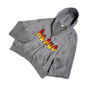 Sudadera con capucha de felpa francesa de algodón de alta calidad, Sudadera con capucha de gran tamaño, lana gruesa, hombro caído desgastado, sudaderas con capucha personalizadas en blanco liso - Product Image 1