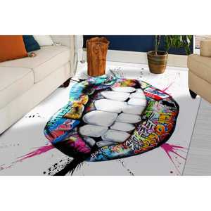 Tapis Graffiti Lips, Tapis d'art pop urbain avec style streetwear, Tapis en chenille - Product Image 4
