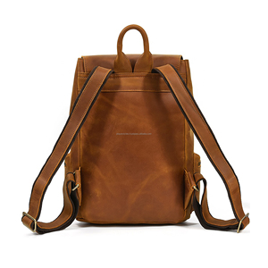 Unisex Leather Travel <b>Backpack</b> Customized Logo <b>Waterproof</b> Laptop Bag Vintage Daypack Factory Manufacturer Supply - Product Image 3