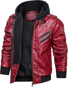 Chaqueta de cuero ajustada de alta calidad para hombre, nuevo diseño de moda con acabado elegante, cuello levantado, Capucha ajustable de lona para invierno - Product Image 5