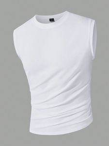 Men's Oversized Sleeveless Muscle Tank Top Cotton/<b>Bamboo</b> <b>Fiber</b> Anti-Shrink Solid Casual Front Logo Sizes All Available - Product Image 4