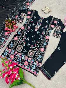 Présentation de nouveau Designer Party Wear Look Top pantalon et Dupatta avec broderie lourde travail traditionnel tenue occasionnelle robe costume - Product Image 6