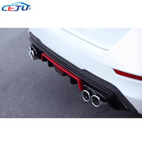 Difusor de labio de parachoques trasero de coche ABS negro brillante con puntas de escape de luz de freno para Nissan Sylphy Pulsar Sentra S SV SR B18 2020-2023