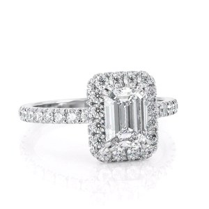 Bague de fiançailles Halo coupe émeraude classique à la mode Moissanite diamant cadeau de mariage pour fête anniversaire diamant Durable - Product Image 3