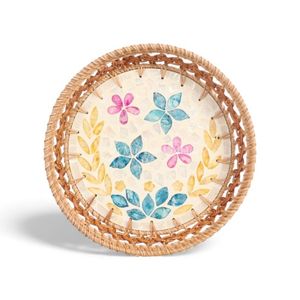 Plato Moderno Clásico de Nácar con Borde de Ratán Natural para Decoración de Comedor y Servicio Elegante en el Hogar, de Vietnam - Product Image 2