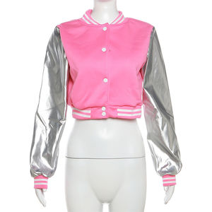 แจ็คเก็ตเบสบอลผ้าถักแบบมีกระดุมด้านหน้าสำหรับผู้ชายเสื้อแจ็คเก็ตโพลีเอสเตอร์สำหรับฤดูใบไม้ร่วง - Product Image 5