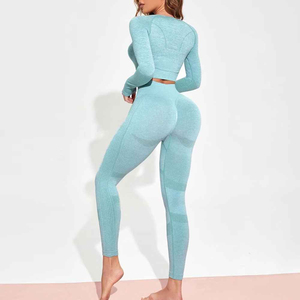 Ensemble de yoga personnalisé pour femmes 2024 pièces, vêtements de sport tendance, taille élastique, ensemble de yoga personnalisé bicolore à vendre, ensemble de yoga pour femmes - Product Image 5