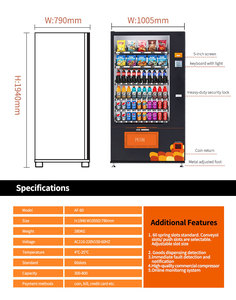 ミニ自動販売機コンボ コイン/トークン式コンプレッサー搭載 自販式食品・飲料自動販売機 アメリカ・ヨーロッパ向け卸売 - Product Image 5