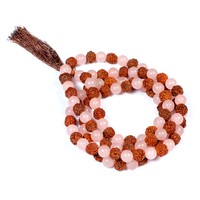 Jap Mala de méditation et de guérison hindoue, 108 perles en quartz cristal avec agate gravée Rudraksha, style amour, décoration d'intérieur