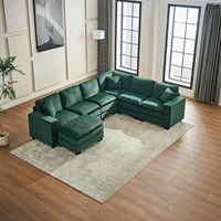Cojines modulares de 7 plazas de gran tamaño, sofá seccional con otomana móvil en forma de U, esquina seccional y sofá combinados gratis