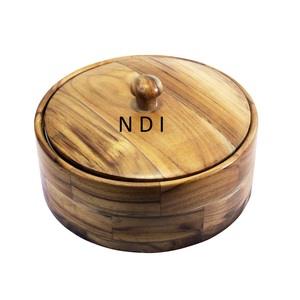 Finition en noyer arrondi Chapati Sever Pot Casserole Pot de service Pot de serveur de nourriture décoratif fait à la main pour l'usage de la restauration domestique - Product Image 6