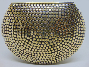 Metal Clutch Handmade Brass Black Resin Stone Metal Clutch Gold Purse Evening <b>Bags</b> - Product Image 3