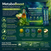 MetaboBoost Mélange de Boissons Métaboliques à Marque Blanche Berbérine Akkermansia Chrome Cannelle Vinaigre de Cidre de Pomme Citron Menthe