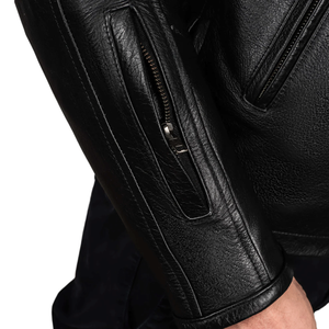 Men's Adrenaline Black Premium Leather Motorcycle Jacket Classy Waterproof Road Protected Motorbike Jacket For Men - Product Image 4