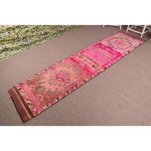 Tapis vintage 2,7 x 11,4 pieds, tapis turc Herki, tapis rose du sud-ouest en laine - Product Image 2