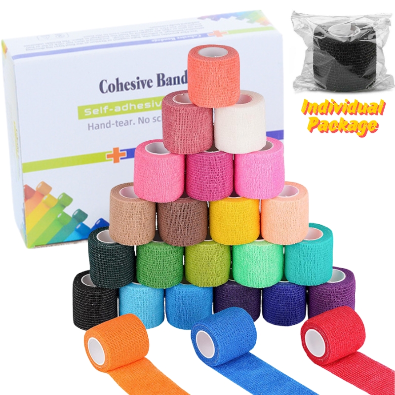 Wholesale Customized Logo Printing Elastic Cohesive Bandage Vet Wrap Bandage Medical Non-Woven Self-adhesive Bandage for Sports