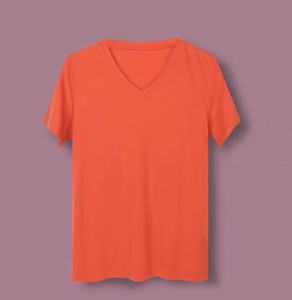 Camisetas lavables de tela de poliéster de algodón transpirable de secado rápido hechas a medida de alta calidad para mujer, cuello en V profundo para el verano - Product Image 3