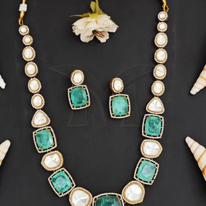 Kundan เครื่องประดับ Mehendi ชุบหินเต็มชุดสร้อยคอชุด - Product Image 1