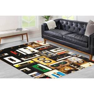 Alfombra Vintage con Estampado de Casete - Escalera, Sala de Música, Nostalgia, Decoración de Oficina, Alfombra Gobelino - Product Image 1