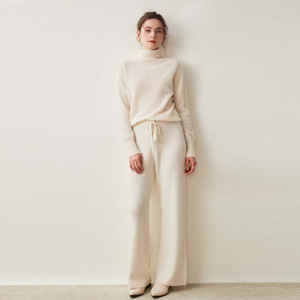 Mongolie Pull à col roulé en laine et cachemire pour adultes tricoté à la main col rond respirant gros tricot en gros pour les femmes - Product Image 5