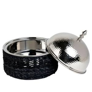 Chauffe-plat rond en acier inoxydable au design unique avec corde tressée, équipement de traiteur pour buffet, bon prix - Product Image 5