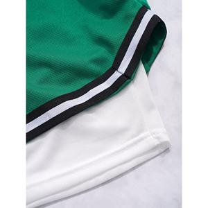 Pantalones cortos de baloncesto verdes para hombre con capa inferior blanca, ribete blanco y negro, transpirables, de secado rápido, ropa deportiva para entrenamiento en el gimnasio - Product Image 5