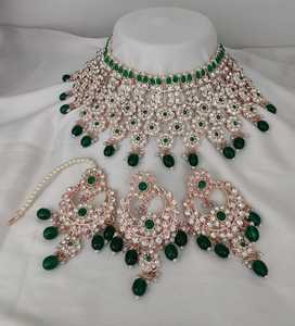 Indiano Tradicional kundan Banhado A Ouro Conjunto De Jóias E Colar De Cobre Conjunto Para Mulheres E Meninas Indiano Acessórios jewlery mulheres - Product Image 2
