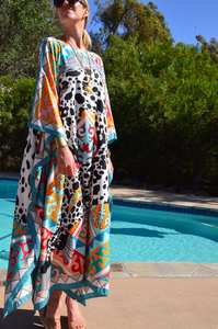 Elegante señoras verano Kaftan Maxi vestido estilo Vintage hendidura manga larga suelta Slim Fit sólido espalda impresión Digital 6XL playa - Product Image 2