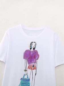 T-shirts pour femmes, été, écologiques, décontractés, de haute qualité, coupe classique, en fibre de bambou et coton imprimé - Product Image 4