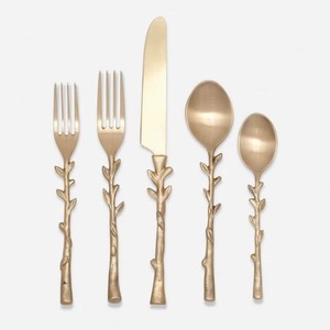 Stainless Steel <b>Set</b> Of 4 Flatware Ideal For Kitchenware Tabletop Dining Home Cafe Use <b>Gold</b> Color Plated <b>Cutlery</b> Simple Handle - Product Image 6