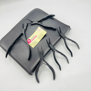 Diferentes estilos de alicates de extensión de cabello negro mate Herramientas de peluquería de acero inoxidable 3 agujeros Micro abridor de cuentas y alicates de cierre - Product Image 4