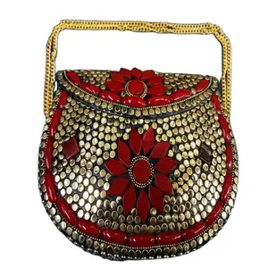 인도 금속 클러치 가방 여성 가방 캔버스 가방