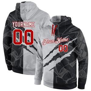 Custom Stitched Graffiti Pattern Rojo-Blanco 3D Sports Pullover Sudadera con capucha - Product Image 1