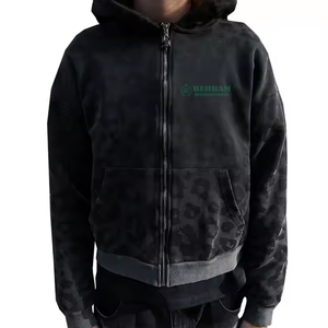 Sweat-shirts à capuche unisexes surdimensionnés personnalisés, délavage acide, longueur standard, double fermeture éclair, broderie personnalisée, 100% coton molletonné/french terry - Product Image 5