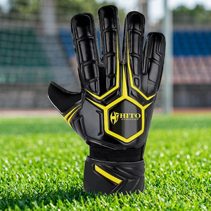 Gants de gardien de but de football en latex allemand noir de qualité supérieure, design personnalisé, 4 mm, latex allemand, coupe négative - Product Image 5