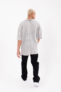 Camiseta bordada de gran tamaño con hombro caído para hombre, ropa de calle urbana informal con estampado personalizado de 2023 algodón, artículo OEM de alta calidad, 100% - Product Image 3