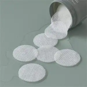Disposable Pure White Makeup Remove Spunlace Nonwoven round pads with dots 100%Rayon with higher absorbent